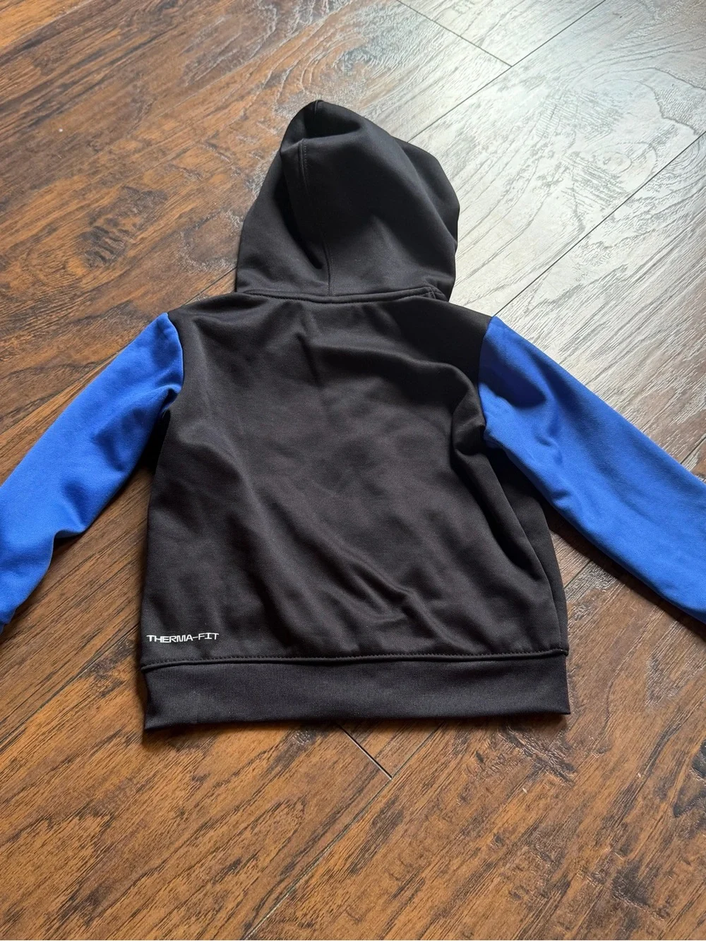 Nike Black Hoodie with Blue Sleeves and White Logo